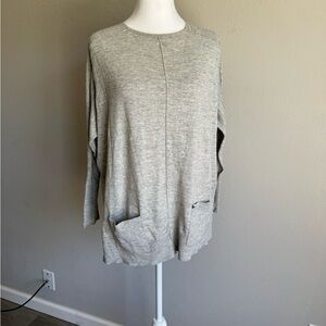 Lilly Pulitzer Gray Ribbed Long Sleeve Lightweight Sweater Womens S Classic